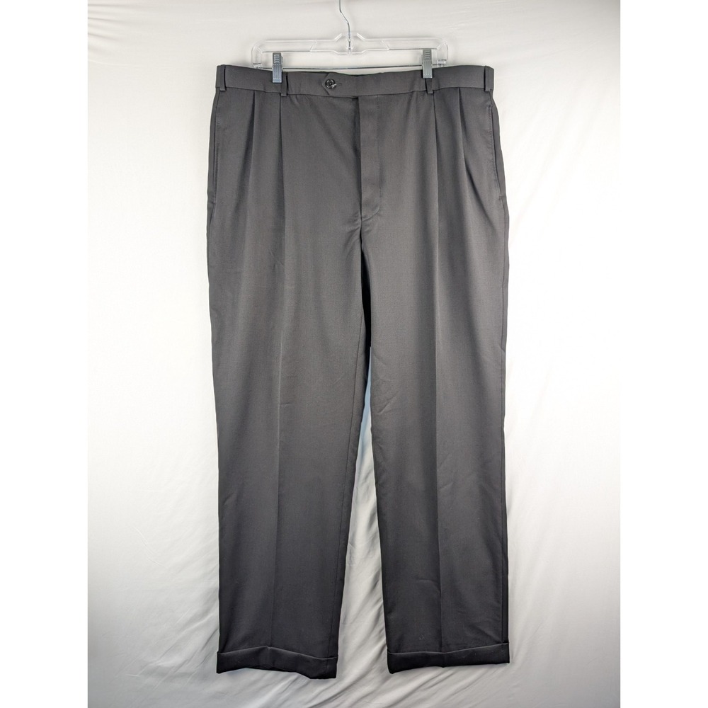 Brooks Brothers 346 Dress Pants Mens 40x32 Black Wool Trouser Pleated Cuffed NWT